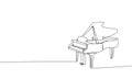 Grand piano one line art. Continuous line drawing of classical, musician, acoustic, piano, chord, antique, music
