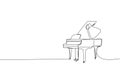 Grand piano one line art. Continuous line drawing of classical, musician, acoustic, piano, chord, antique, music