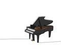 Grand piano one line color art. Continuous line drawing of classical, musician, acoustic, piano, chord, antique, music