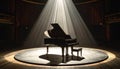 Grand Piano on Stage with Spotlight Royalty Free Stock Photo