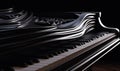 A grand piano with a stunningly curved and wavy keyboard design