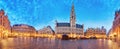 Grand Place in Brussel, panorama at night, Belgium Royalty Free Stock Photo
