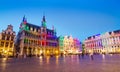 Grand Place in Brussels with colorful lighting Royalty Free Stock Photo