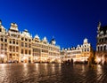 Grand Place in Brussels at night, Belgium Royalty Free Stock Photo