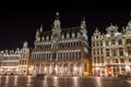 Grand Place buildings from Brussels at night, Belgium Royalty Free Stock Photo