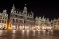 Grand Place buildings from Brussels at night, Belgium Royalty Free Stock Photo