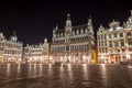 Grand Place buildings from Brussels at night, Belgium Royalty Free Stock Photo