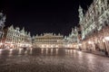 Grand Place buildings from Brussels at night, Belgium Royalty Free Stock Photo