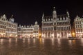 Grand Place buildings from Brussels at night, Belgium Royalty Free Stock Photo