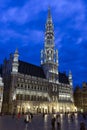 The Grand Place the central square of Brussels with the Town Hall on a summer evening