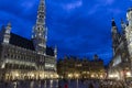 The Grand Place the central square of Brussels with the Town Hall on a summer evening