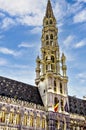 Grand Place, City Hall tower, Brussels, Belgium Royalty Free Stock Photo