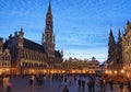 The Grand place Grote Markt is the central square of medieval Brussels. Beautiful view during sunset at spring. The Grand place Royalty Free Stock Photo