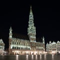 The Grand Place at night in Brussels Royalty Free Stock Photo