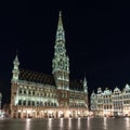 The Grand Place at night in Brussels Royalty Free Stock Photo