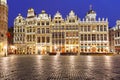 Grand Place Square at night in Belgium, Brussels Royalty Free Stock Photo