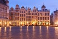 Grand Place Square at night in Brussels, Belgium Royalty Free Stock Photo