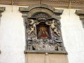 Elaborate Bas Relief Angels Statue Framing a Colourful Icon, Prage, Czech Republic Royalty Free Stock Photo