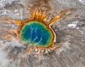 Grand prismatic hot spring colorful aerial