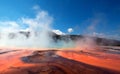 The Grand Prismatic Spring in the Midway Geyser Basin along the Firehole River in Yellowstone National Park in Wyoming Royalty Free Stock Photo