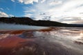 The Grand Prismatic Spring at sunset in the Midway Geyser Basin along the Firehole River in Yellowstone NP in Wyoming US America Royalty Free Stock Photo