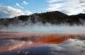 The Grand Prismatic Spring at sunset in the Midway Geyser Basin in Yellowstone National Park in Wyoming Royalty Free Stock Photo