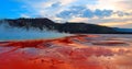 Grand Prismatic Spring under sunset cloudscape in the Midway Geyser Basin in Yellowstone National Park in Wyoming Royalty Free Stock Photo