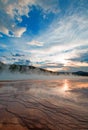 Grand Prismatic Spring under sunset cloudscape in the Midway Geyser Basin in Yellowstone National Park in Wyoming Royalty Free Stock Photo