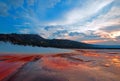 Grand Prismatic Spring under sunset cloudscape in the Midway Geyser Basin in Yellowstone National Park in Wyoming Royalty Free Stock Photo