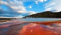 Grand Prismatic Spring under sunset cloudscape in the Midway Geyser Basin in Yellowstone National Park in Wyoming Royalty Free Stock Photo