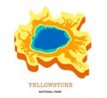 Yellowstone National Park Illustration Isolated On White Background. Grand Prismatic Spring