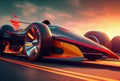 Grand prix racing car in the fast track background. Hobbies leisure and Sport tournament concept. Generative AI Royalty Free Stock Photo