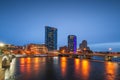 Grand Rapids, Michigan, USA downtown skyline on the Grand River Royalty Free Stock Photo