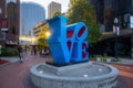 Grand Rapids is second largest metropolitan area in entire Michigan state, Blue Love sign in the downtown