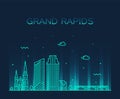 Grand Rapids skyline Michigan USA vector linear Royalty Free Stock Photo