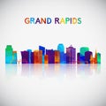 Grand Rapids skyline silhouette in colorful geometric style.