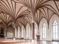 The Grand Refectory, the biggest hall in Malbork Castle with beautiful gothic rib vault ceiling, Poland Royalty Free Stock Photo