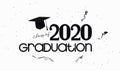 Graduation 2020 party poster in black and white style. Royalty Free Stock Photo