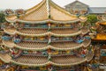 Grand roof architecture of Chinese style temple in Wihan Thep Sathit Phra Ki Ti Chaloem