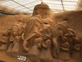 Grand sand sculpture depicting the famous Dussehra Festival held in Mysore