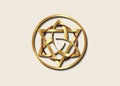 The Grand Seal of gold Triquetra with Triangle and bronze Circle logo, Luxury Metallic round Trinity Knot, Pagan Celtic symbols