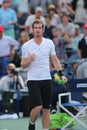 Grand Slam Champion Andy Murray celebrates victory after fourth round match at US Open 2014