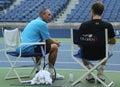 Grand Slam Champion Andy Murray (R) after practice for US Open 2016 with his coach Grand Slam Champion Ivan Lendl
