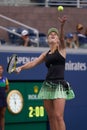 Grand Slam Champion Caroline Wozniacki of Denmark in action during her 2019 US Open first round match