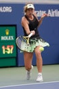 Grand Slam Champion Caroline Wozniacki of Denmark in action during her 2019 US Open first round match