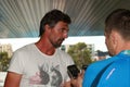 Grand Slam champion Goran Ivanisevic of Croatia during interview at 2016 Australian Open in Melbourne Park