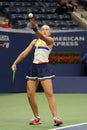Grand Slam champion Jelena Ostapenko of Latvia in action during her US Open 2017 first round match