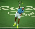 Grand Slam Champion Juan Martin Del Porto of Argentina in action during men`s singles first round match of the Rio 2016 Olympics