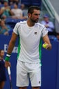 Grand Slam Champion Marin Cilic of Croatia in action during his 2018 US Open round of 16 match