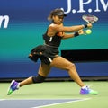 Grand Slam Champion Naomi Osaka of Japan in action during her 2019 US Open third round match at National Tennis Center